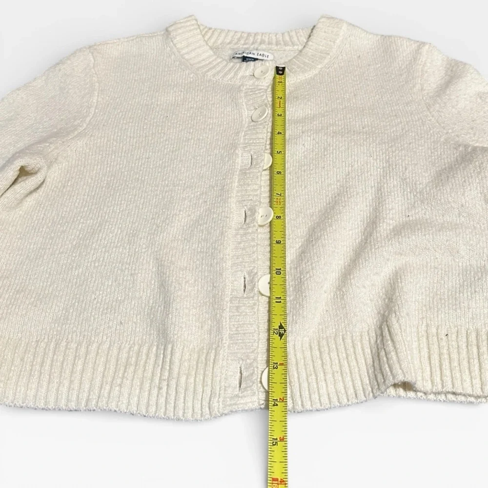 American Eagle Soft White Button Down Wool Sweater - Picture 4 of 6